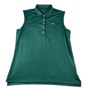 Magnolia Lane Tech Sleeveless Golf Polo Shirt Women's Large Green Masters Logo